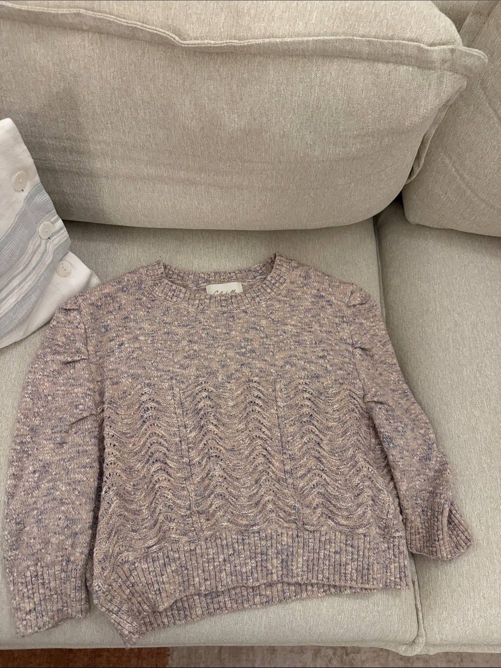 Cleobella Lavender-Mauve Cable Crewneck Sweater